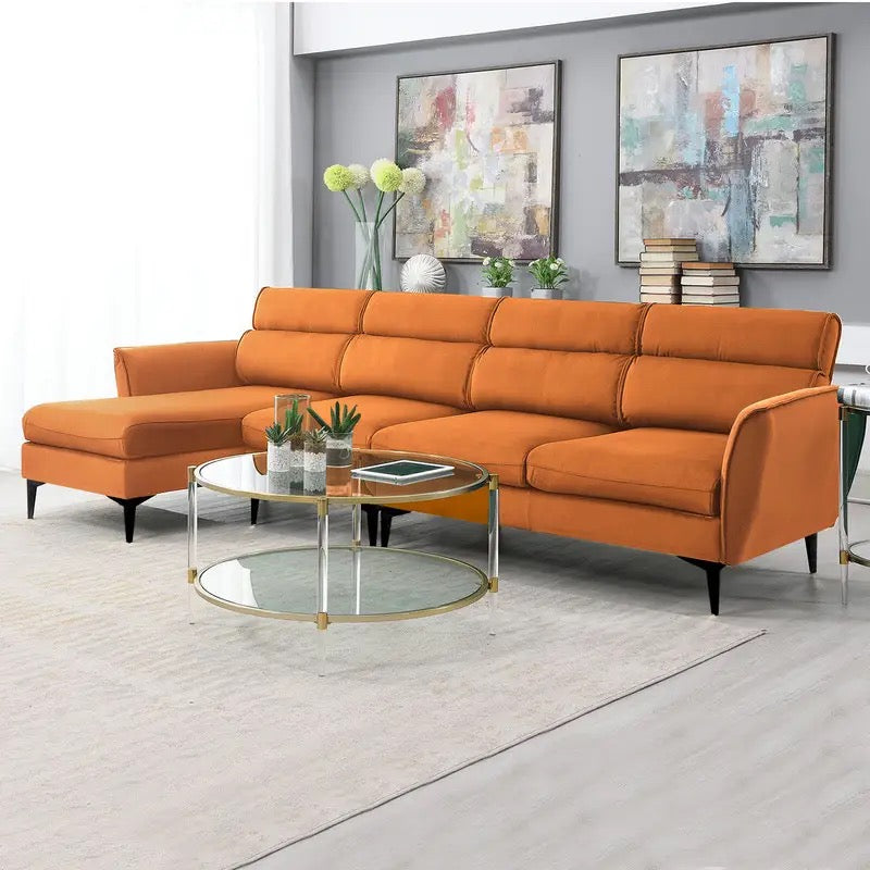 Grünes umwandelbares Sofa + Chaiselongue