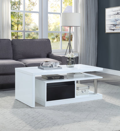 High Gloss Coffee Table + Swivel Top in White & Black