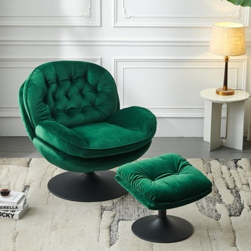 Swivel Leisure Velvet Lounge Chair with Ottoman