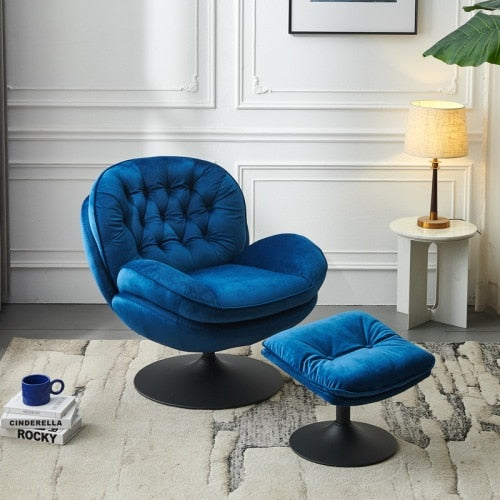 Swivel Leisure Velvet Lounge Chair with Ottoman