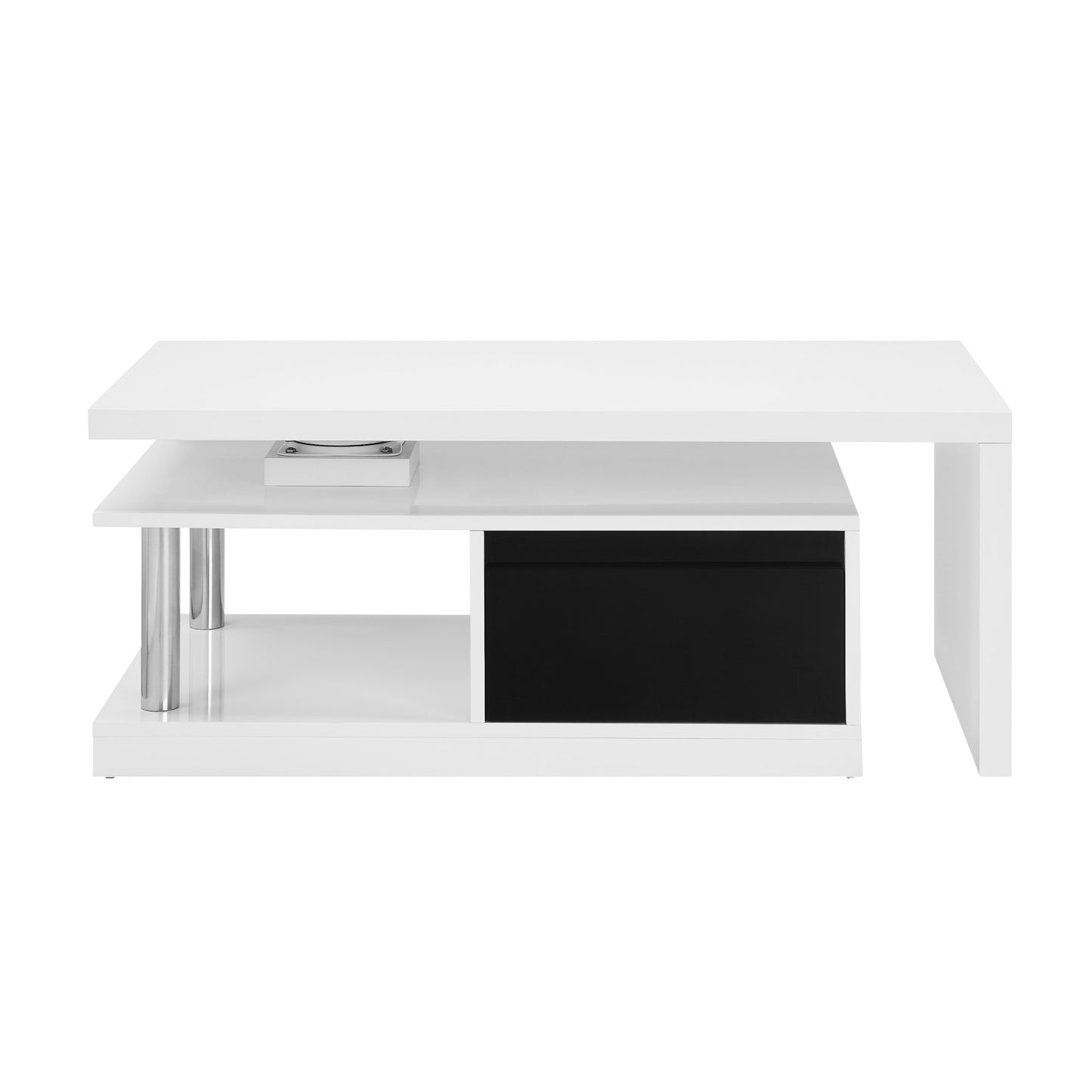 High Gloss Coffee Table + Swivel Top in White & Black