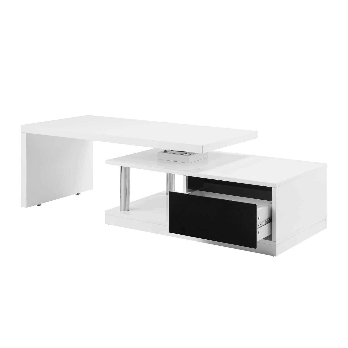 High Gloss Coffee Table + Swivel Top in White & Black