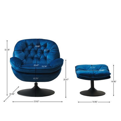 Swivel Leisure Velvet Lounge Chair with Ottoman