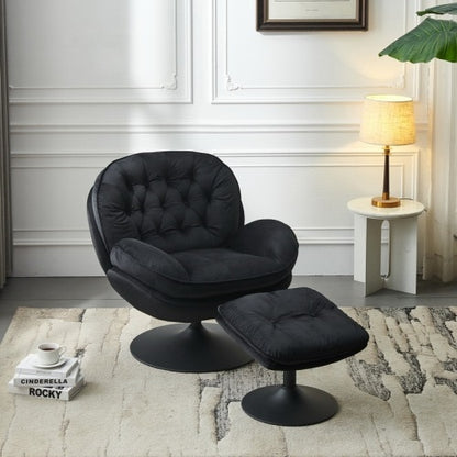 Swivel Leisure Velvet Lounge Chair with Ottoman