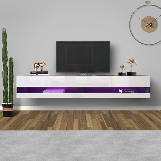 Wall Mounted Floating TV Stand with 20 Color LEDs