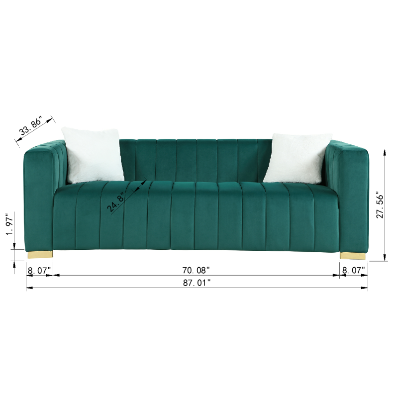 3 Seater + Love Seat Set Modern Velvet Sofa