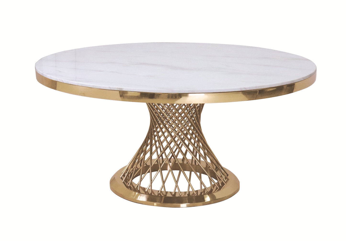 Marble Round Coffee Table with Gold Mirrored Finish Stainless Steel Base