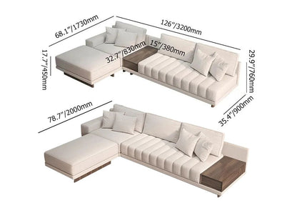 L-Shaped Off-White Modular Sectional Sofa + Chaise