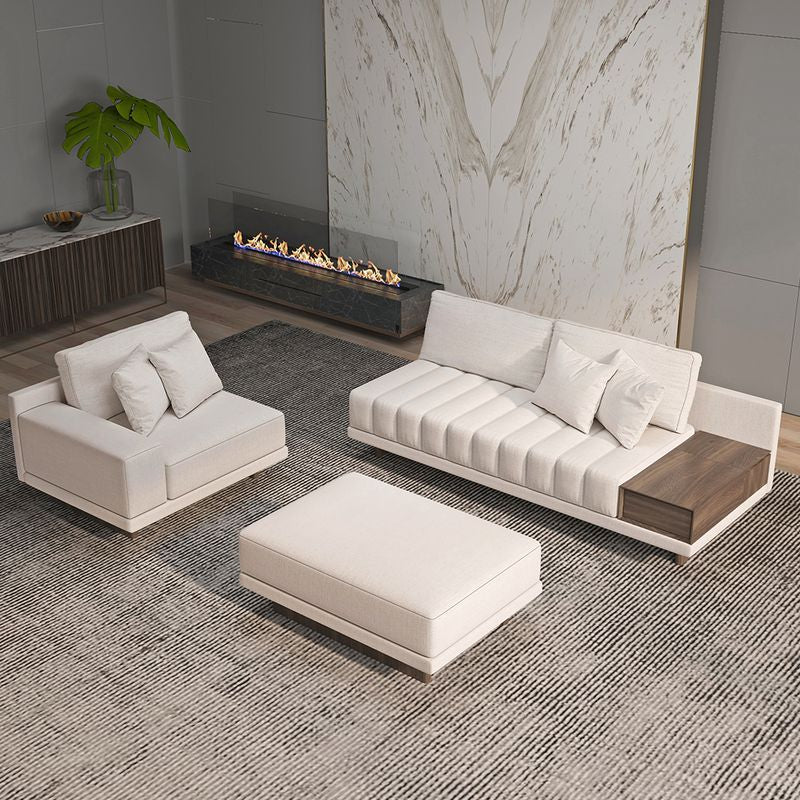 L-Shaped Off-White Modular Sectional Sofa + Chaise