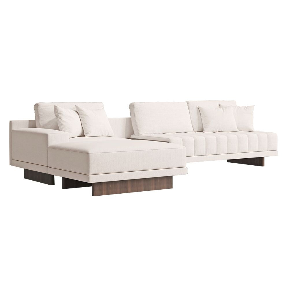 L-Shaped Off-White Modular Sectional Sofa + Chaise