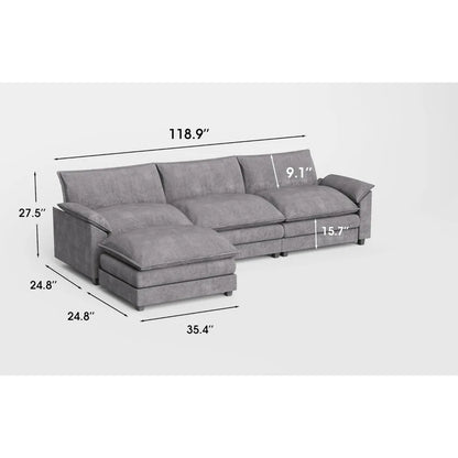 Oversized Sectional with Reversible Ottoman