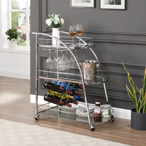 Chrome 3- Tier Mobile Bar Cart