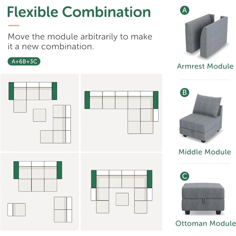 Oversized combination sofa with storage seats