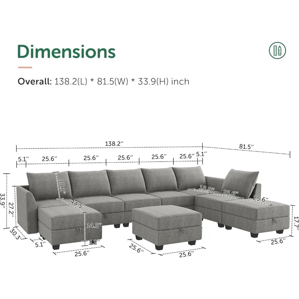 Oversized combination sofa with storage seats