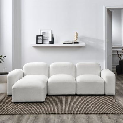 Weißes modulares Sofa in L-Form „Cloud“.