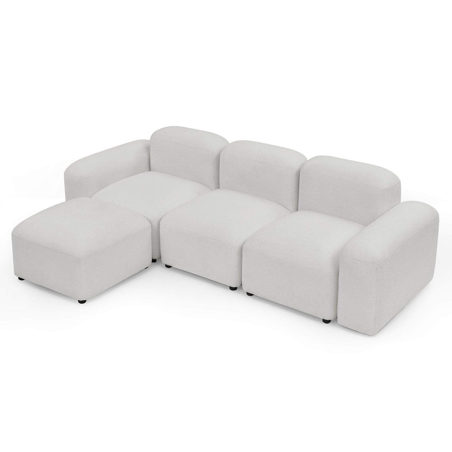 Weißes modulares Sofa in L-Form „Cloud“.