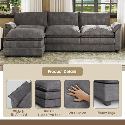 Oversized Sectional with Reversible Ottoman