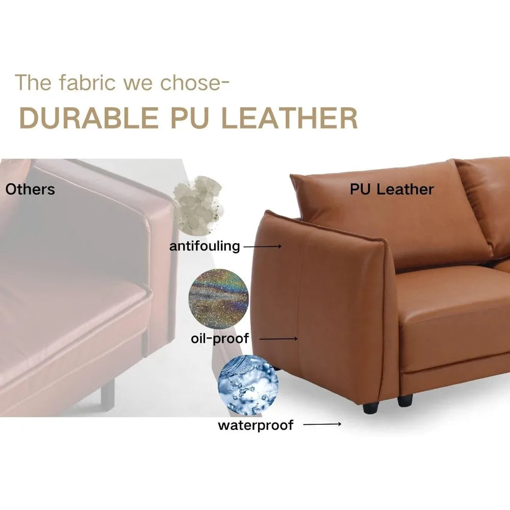 Leather Sectional Sofa with Ottoman