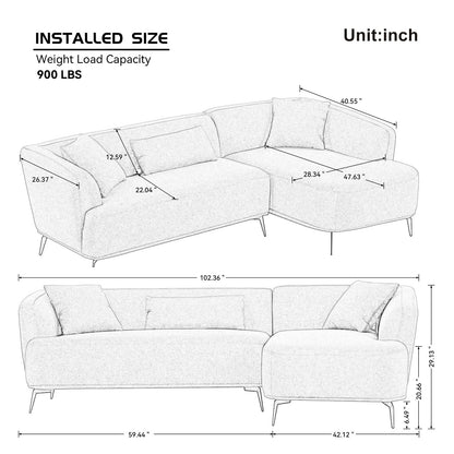 Sofá seccional clásico en forma de L + chaise