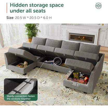 Oversized combination sofa with storage seats