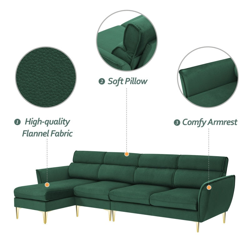 Grünes umwandelbares Sofa + Chaiselongue