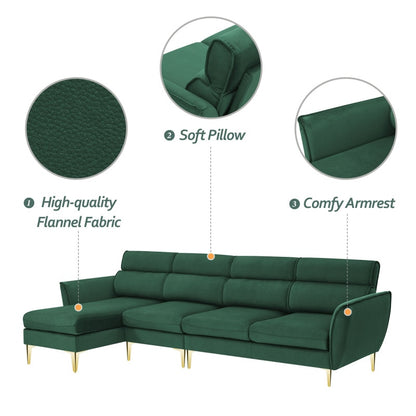 Green Convertible Sectional Sofa + Chaise