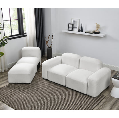 Weißes modulares Sofa in L-Form „Cloud“.