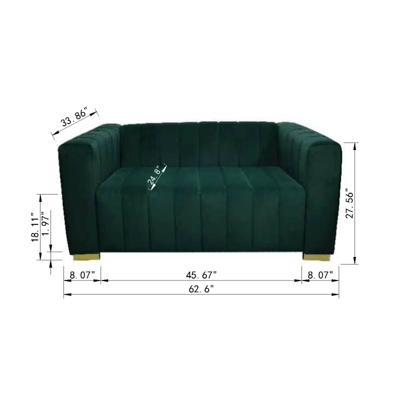 3 Seater + Love Seat Set Modern Velvet Sofa