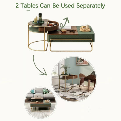 Green Lift-top Modern Nesting Coffee Table Set