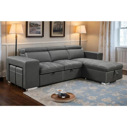 Convertible L-shaped sofa with pull-out bed