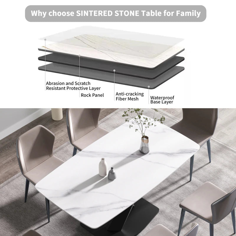 White Imitation Marble Dining Table