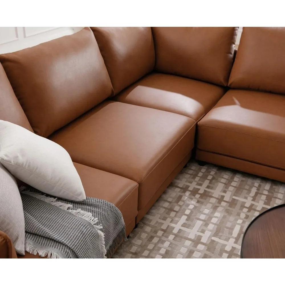 Leather Sectional Sofa with Ottoman