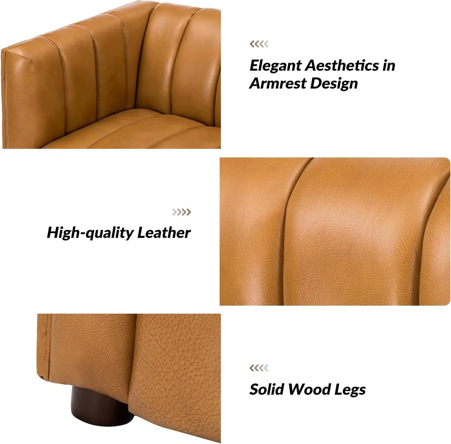 Channel Tufted Leather Sofa