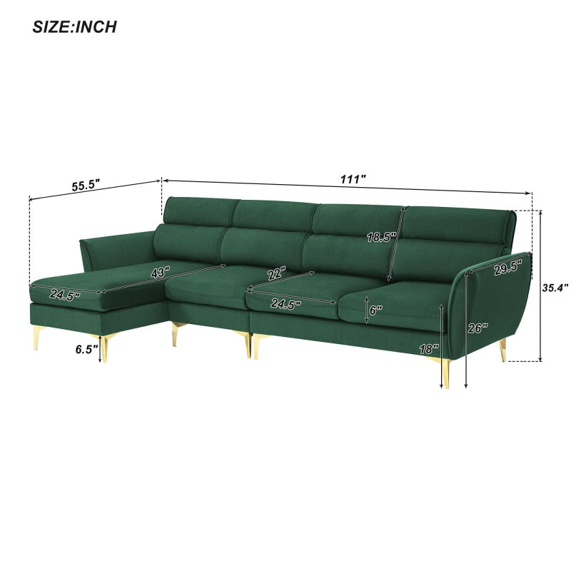 Green Convertible Sectional Sofa + Chaise