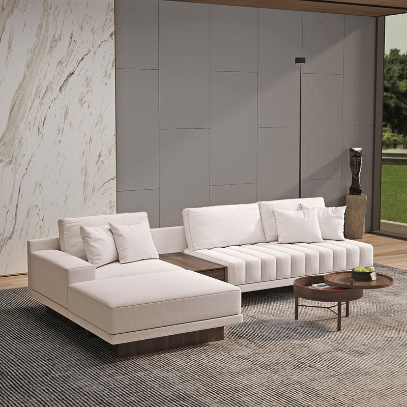 L-Shaped Off-White Modular Sectional Sofa + Chaise