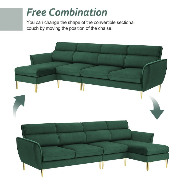 Green Convertible Sectional Sofa + Chaise