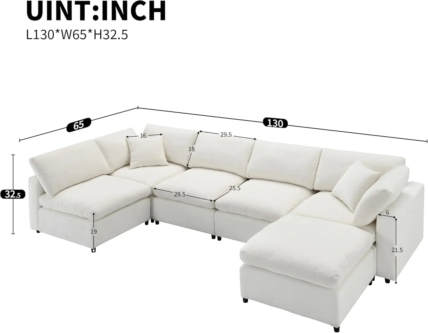 Modular 6 Seater Cloud Sofa