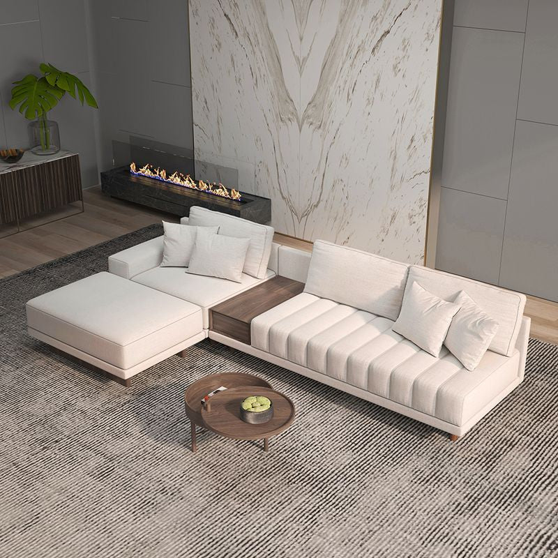 L-Shaped Off-White Modular Sectional Sofa + Chaise