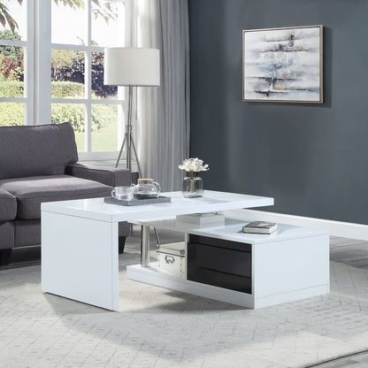 High Gloss Coffee Table + Swivel Top in White & Black