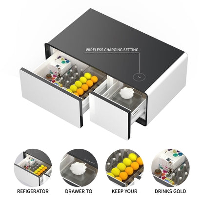 Smart Coffee Table + Built in Fridge and Wireless Charger