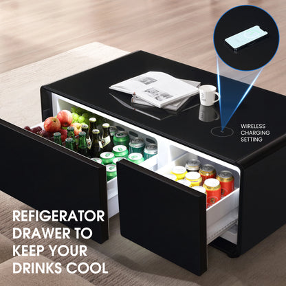 Mesa de centro inteligente + refrigerador incorporado y cargador inalámbrico