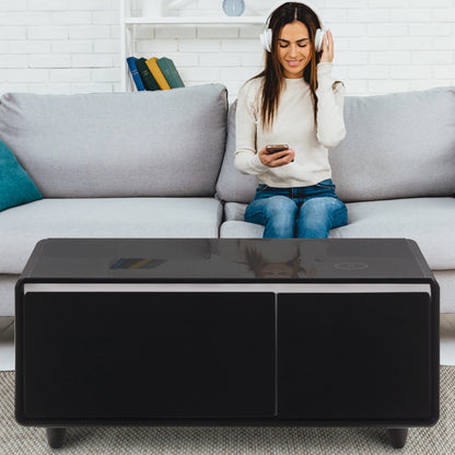 Smart Coffee Table + Built in Fridge and Wireless Charger