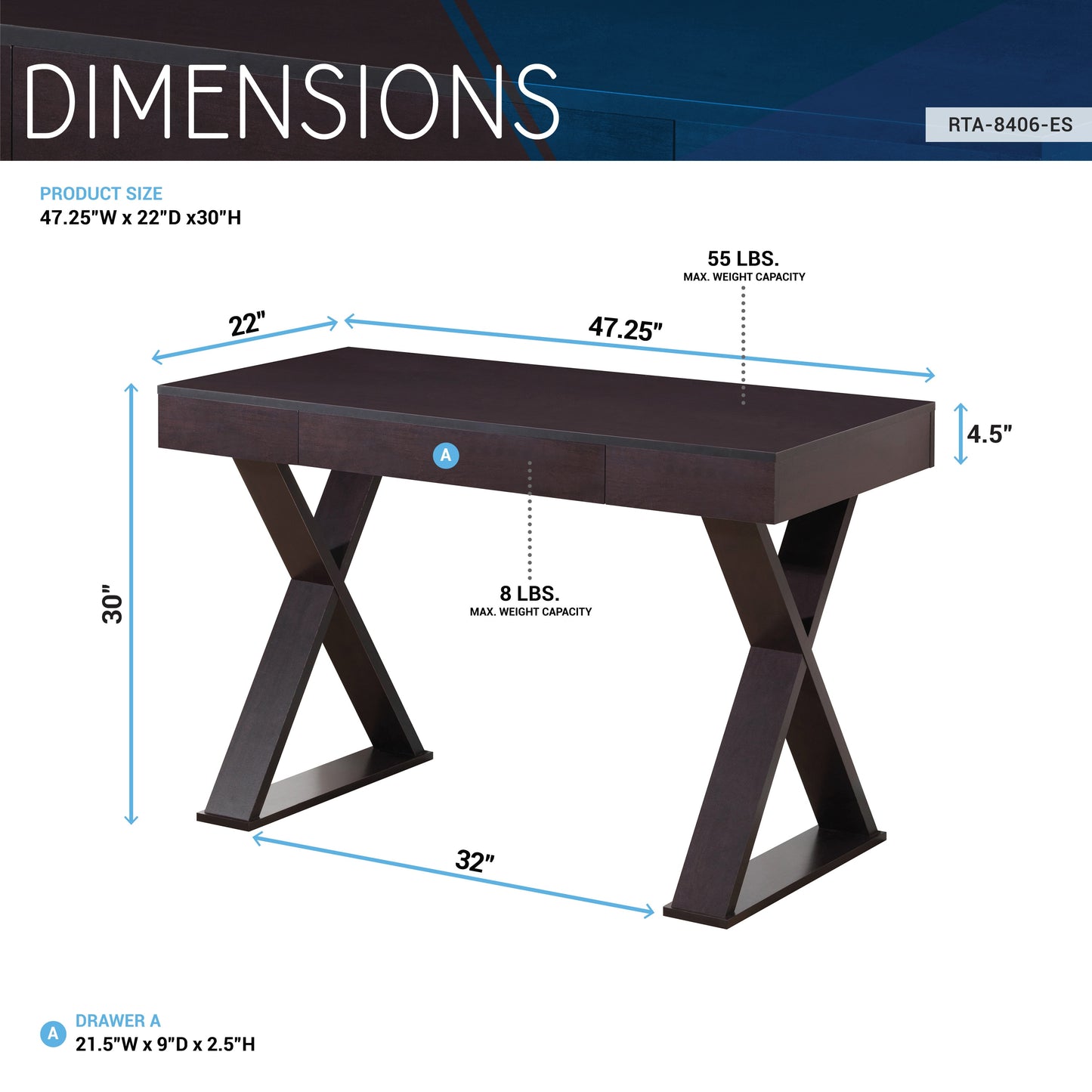 Espresso X Writing Desk