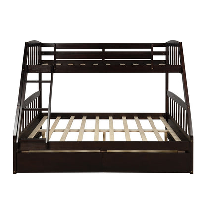 Solid Wood Twin Over Full Bunk Bed With Ladder