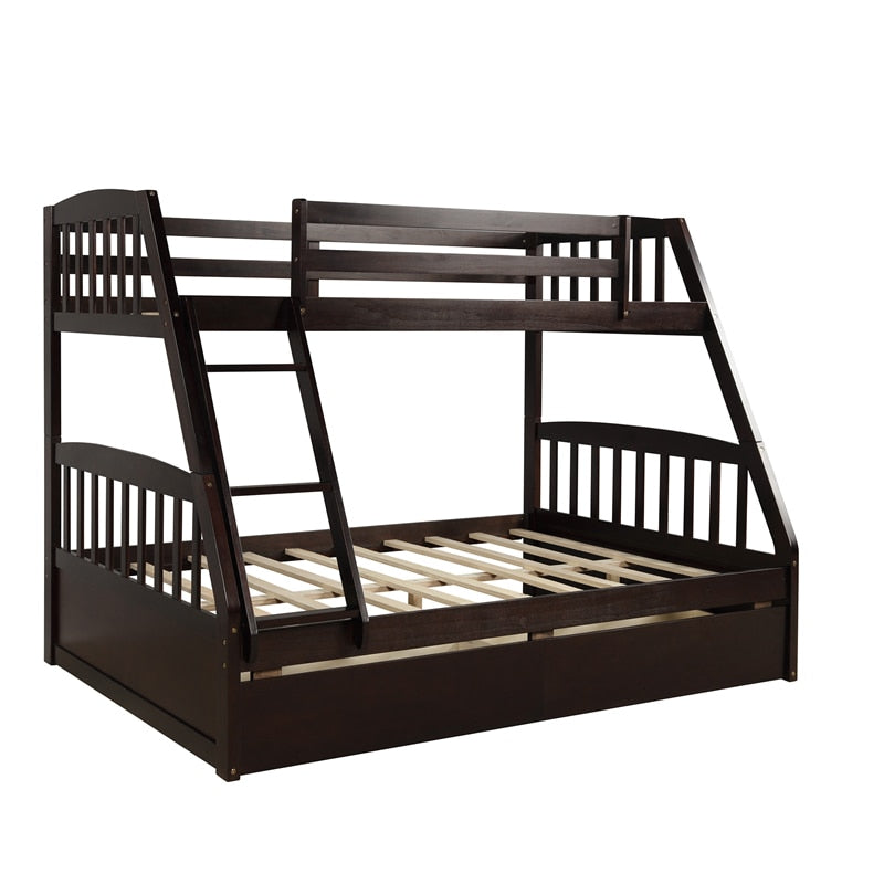 Solid Wood Twin Over Full Bunk Bed With Ladder