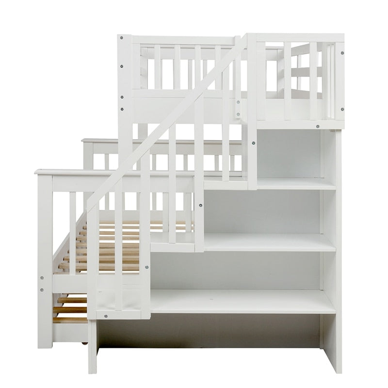 Stairway Twin-Over-Full Bunk Bed With Twin Size Trundle