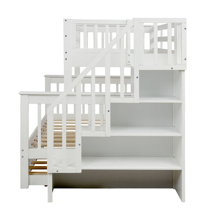 Stairway Twin-Over-Full Bunk Bed With Twin Size Trundle