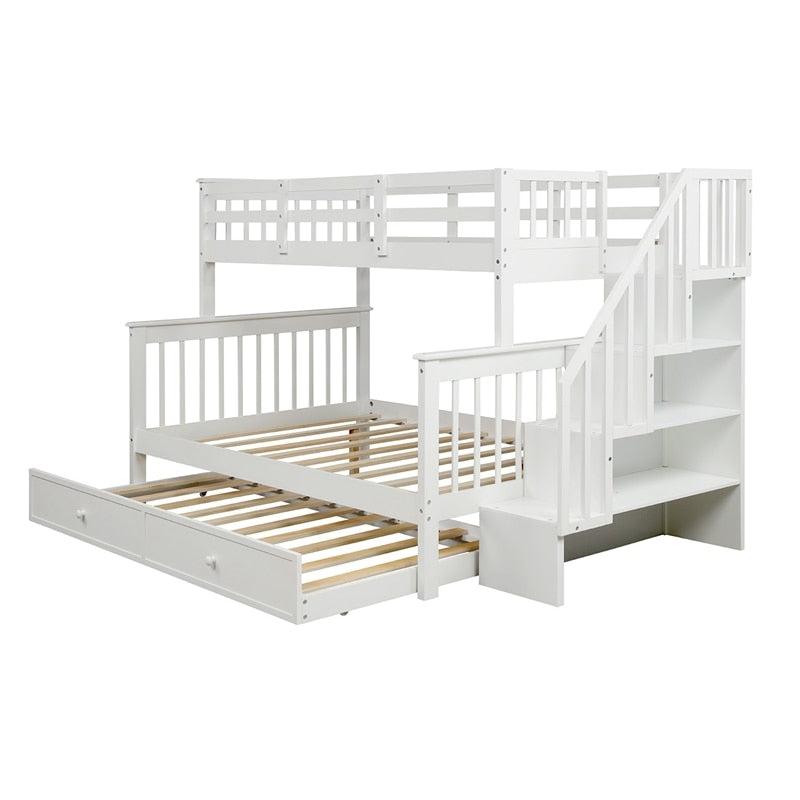 Stairway Twin-Over-Full Bunk Bed With Twin Size Trundle