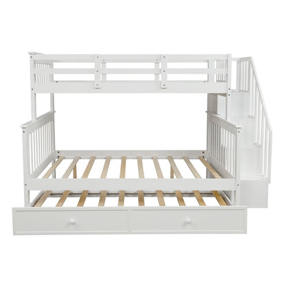 Stairway Twin-Over-Full Bunk Bed With Twin Size Trundle