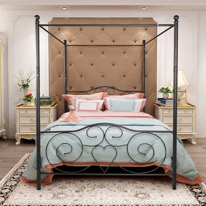 canopy bed metal black dainty furniture full twin queen